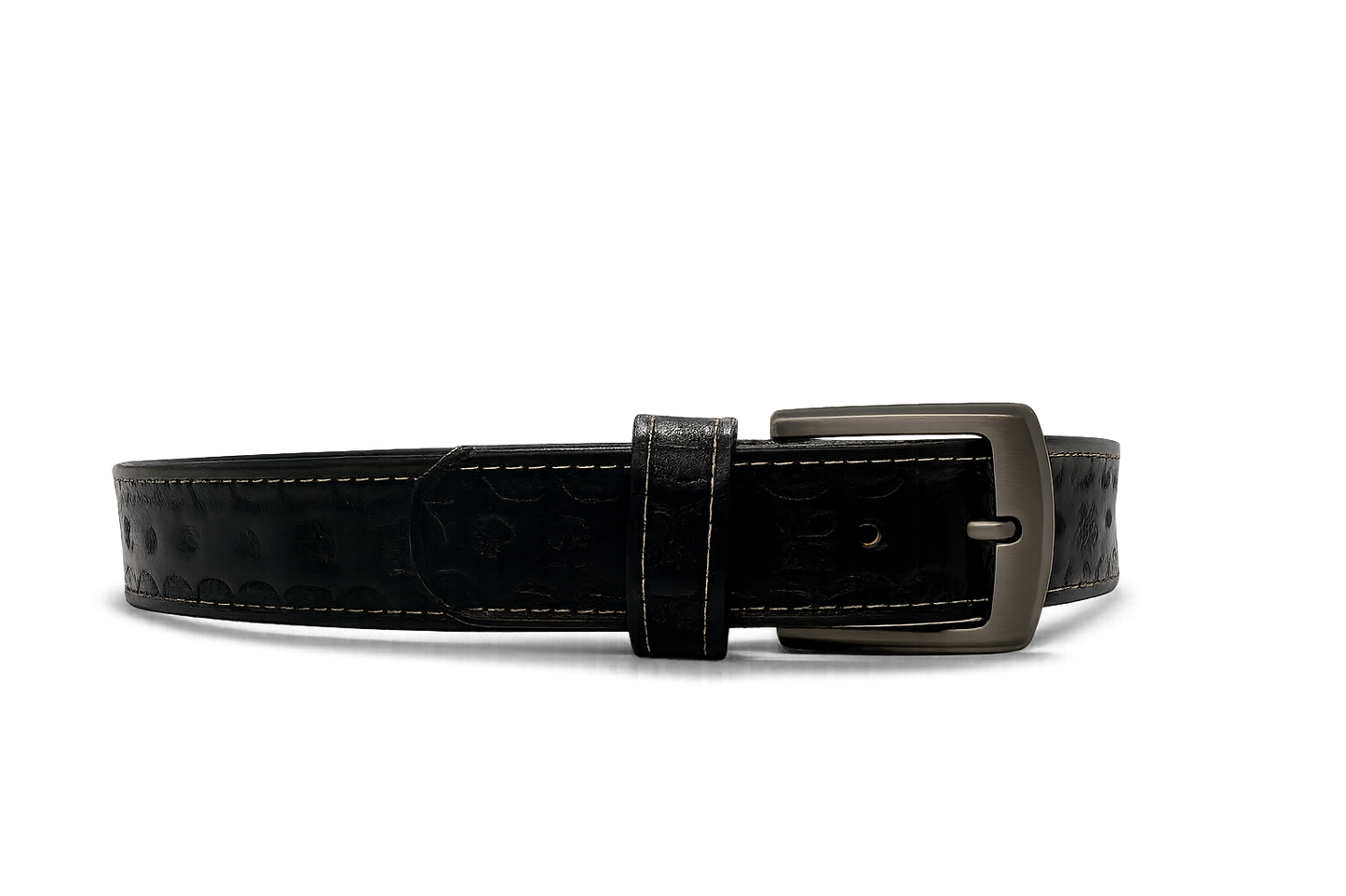 Hand-Tooled Western Leather Belt – Black - 38 Inches