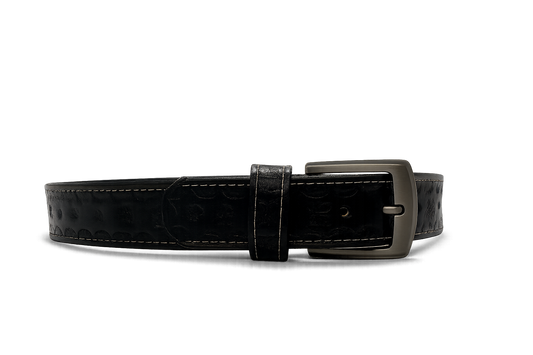 Hand-Tooled Western Leather Belt – Black - 38 Inches